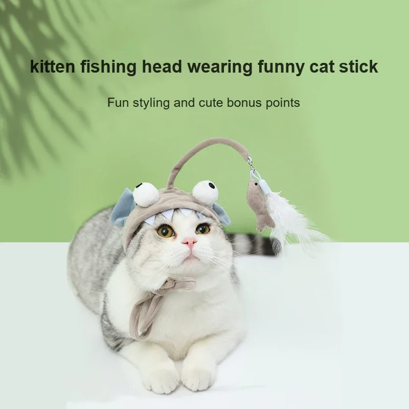 Стоки за котки, имитирующая Рибка, Интерактивна играчка за котки, шапка с перо и забавно, играчка-рибка за коте, играющего в Тизерную пръчка, играчка