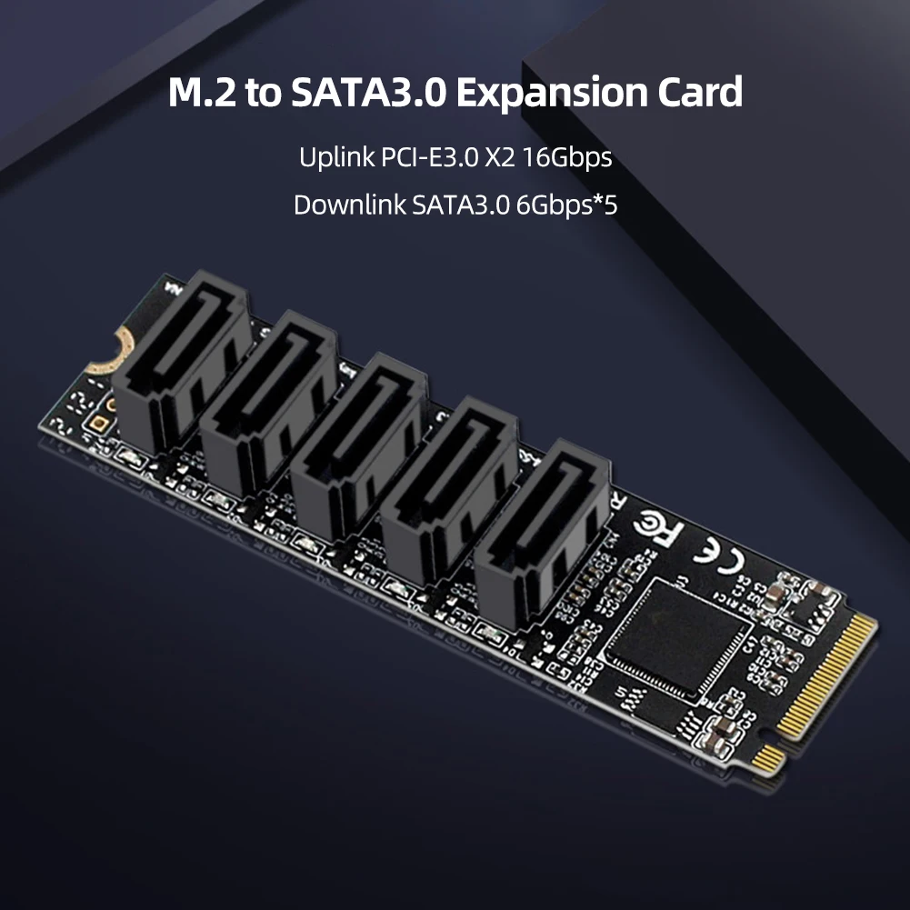 6-Портов карта за разширяване на M. 2 M-Key SATA PCIE Странично Card M2 NVME на картата разширяване на SATA 3.0 JMB585 Адаптер 6 Gbit/с 6x SATA3.0 Странично Expansion