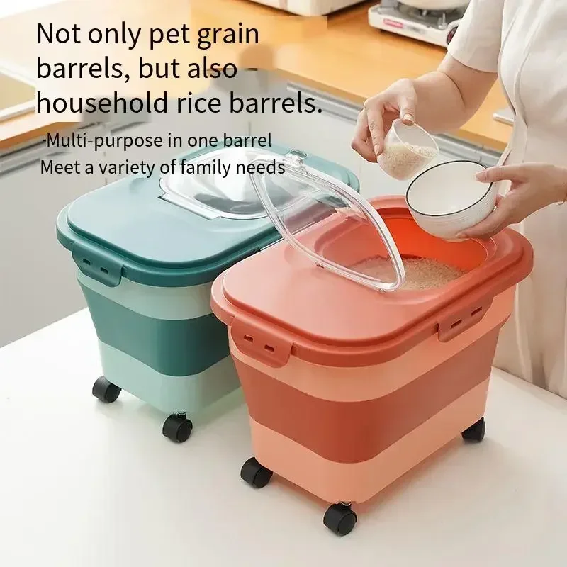 Запечатани кутии За полагане на Котешки кухня Сгъваем Контейнер за съхранение на храна за домашни любимци Кутия за зърно Куче