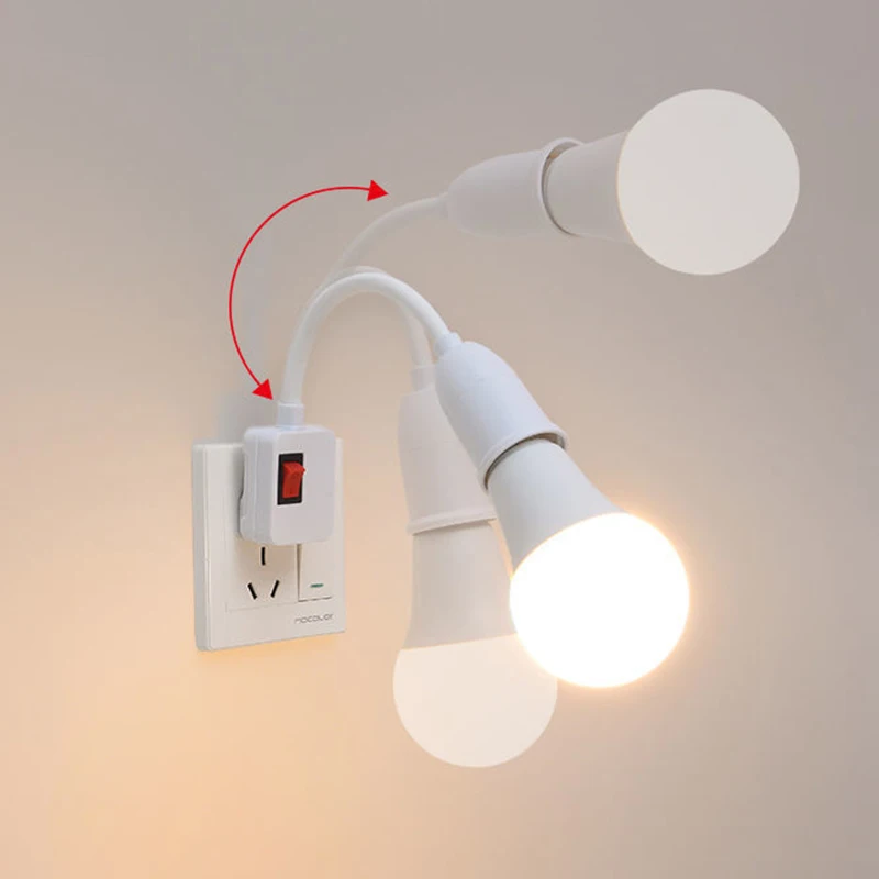 Основата на Лампата E27 Притежателя Лампа за Изход на ЕС от САЩ Включете Стенен монтаж Гъвкав Гнущийся Притежателя Адаптер Лампи Основа Лампа С Ключ за Включване/Изключване
