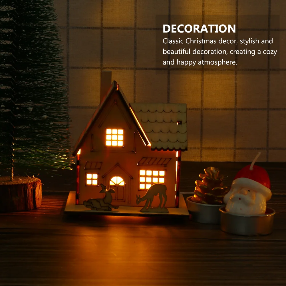 Led Светлинен Декорация На Дървени Къщи Коледен Декор На Работния Плот Подарък За Коледа Фестивал