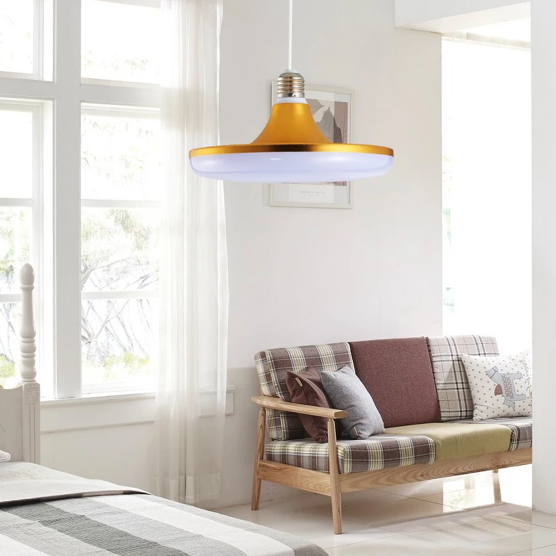Стилна златна led лампа за декорация на дома, еко-приятелски модерно осветление, Летящ диск, стилна златна led лампа с подобрена подсветка