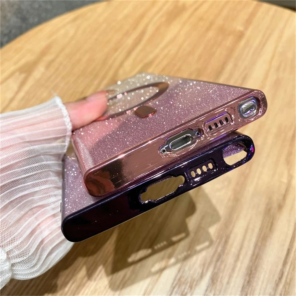 Луксозен градиентный блясък за своята практика Magsafe Samsung S23 S24 Ultra S22 Plus S21 FE, магнитно безжично зарядно устройство, покритие-мека капак